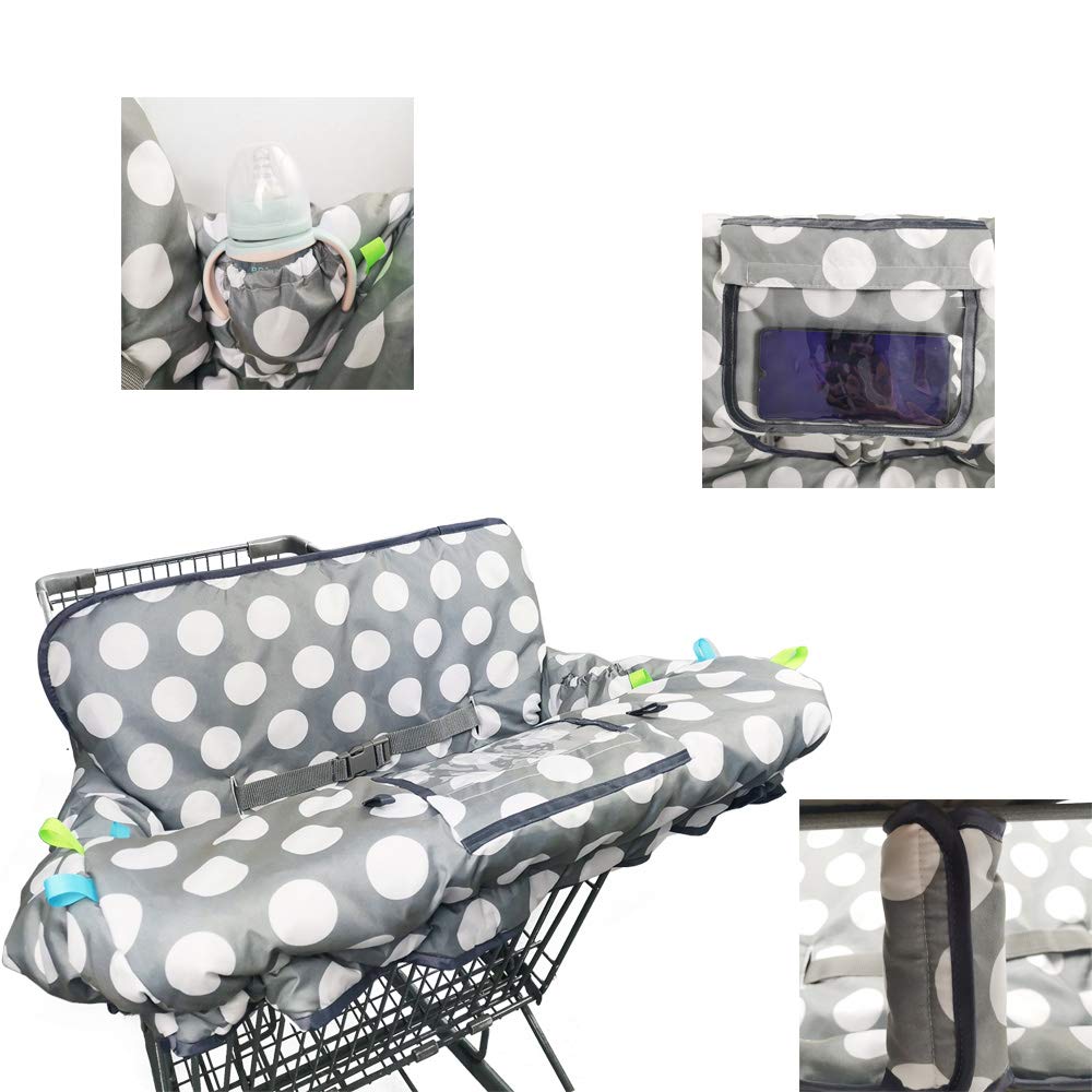 Shopping Cart Cover for Baby/Toddler 2-in-1 High Chair Cover, Easy Attach & Remove, with Cellphone Holder, Pink Strip Star