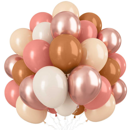 White Sand Gold Balloons Set, 12 Inch Double Stuffed Blush Beige Boho Party Balloons with Metallic Chrome Gold Neutral Cream Nude Latex Balloon for Birthday Baby Bridal Shower Wedding Party Decoration