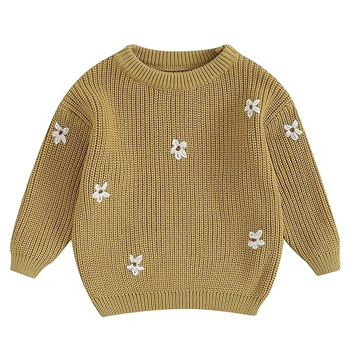 Mubineo Baby Girl Winter Clothes Cute Flower Sweater Crewneck Pullover Long Sleeve Knit Newborn Infant Sweaters