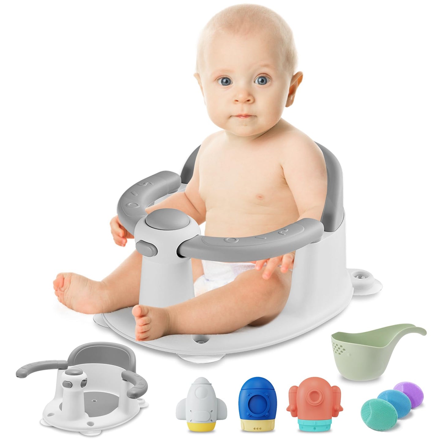Baby Bath Seat, Infant Bathtub Seats for Babies Sitting Up Aged 6-24 Months, New Baby Bath Tub-Protect Toddlers Skin and Back Support, Soft Non-Slip Cushions Extra Added (Deep Pink)