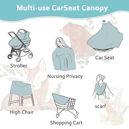 Nursing Cover Breastfeeding, Multi-use Baby CarSeat Cover Girls, Infant Stroller Car Seat Cover, Stretchy Carseat Canopy, Soft Breathable, Peony