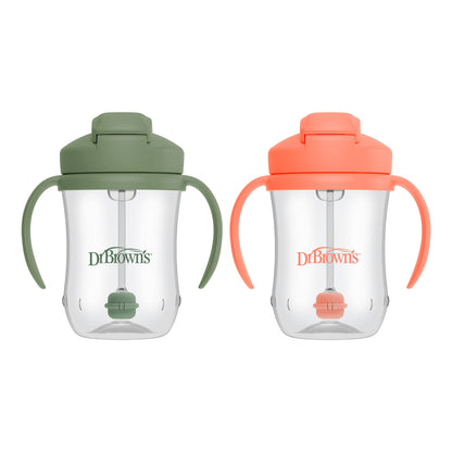 Dr. Brown's Milestones, Baby's First Straw Cup Sippy Cup with Straw, 6m+, 9oz/270ml, Coral, BPA Free