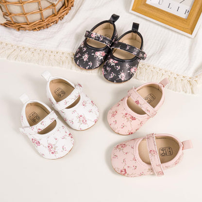 Meckior Infant Baby Girls Boys Handmade Princess Flats Toddler First Walkers Soft PU Leather Non-Slip Crib Wedding Dress Shoes