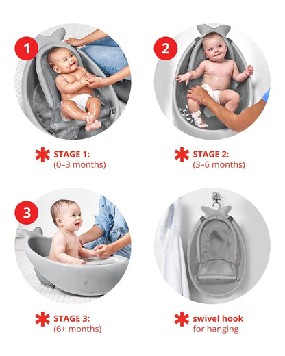 Skip Hop Baby Bath Tub 4-in-1 Grow with Baby Infant to Toddler , White