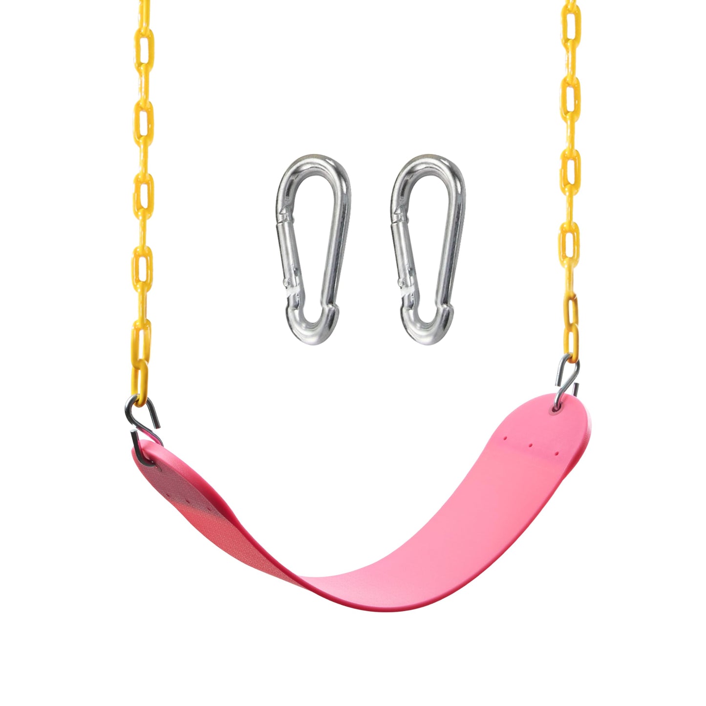 TURFEE Heavy Duty Swing Seat Pink Color with 66” Chain, Swing Set Accessories Replacement with Snap Hooks for Kids Outdoor Play Playground