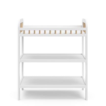 Storkcraft Pasadena Changing Table with Water-Resistant Changing Pad (Driftwood) - GREENGUARD Gold Certified, Includes Bonus Water-Resistant Changing Pad with Safety Strap, 2 Open Shelves