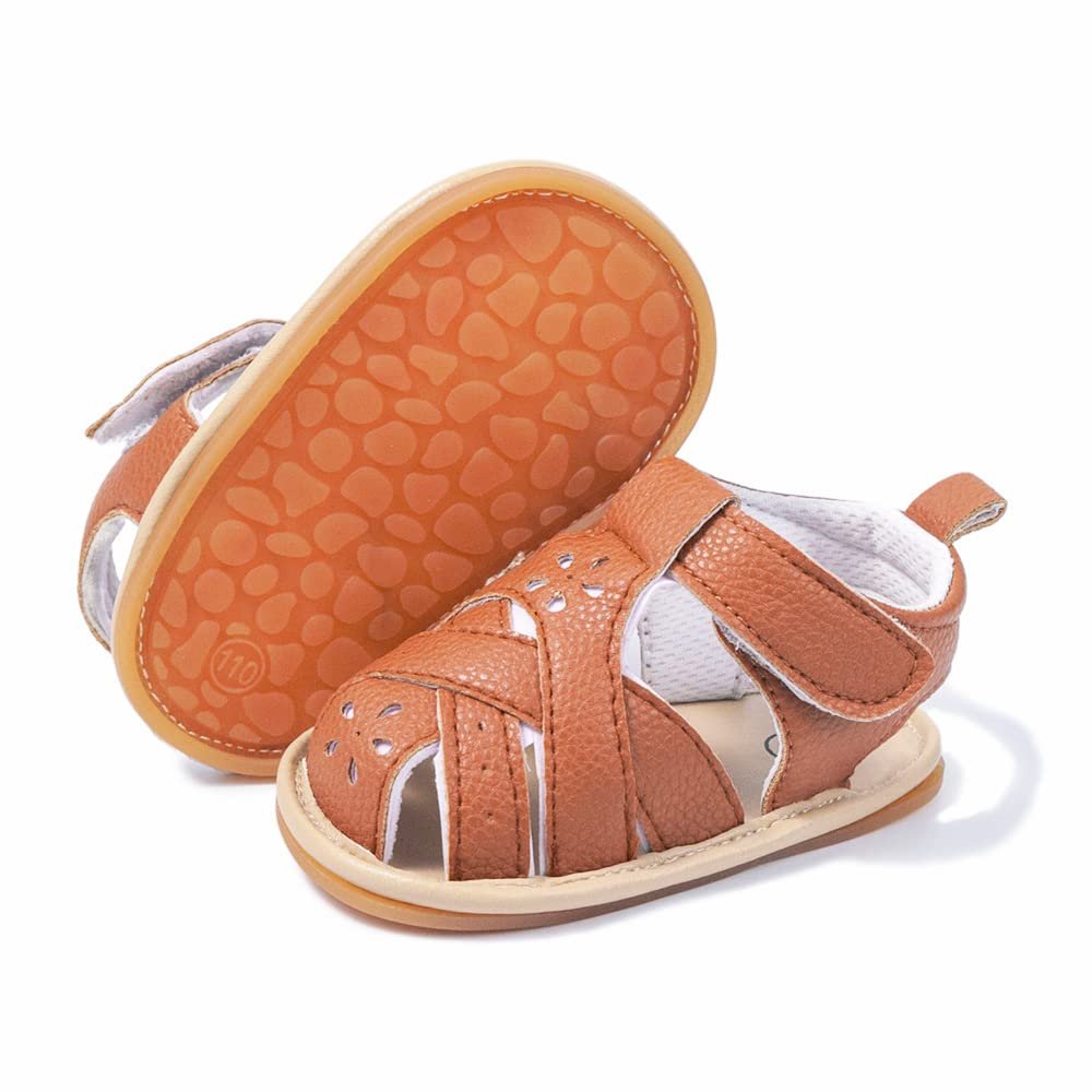 Meckior Baby Toddler Infant Girls PU Leather Soft Open Toe Summer Sandals Flower Princess Flat Shoes