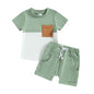 Karwuiio Toddler Baby Boy Summer Outfit Short Sleeve T-Shirt Tops Elastic Waist Shorts Set Baby Boys Clothes