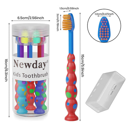 Kids toothbrushes 6 Pack Set Soft Bristles with Suction Cup, Includes Travel Covers, Bear Panda toothbrushes for Kids Boys & Girls, Toddlers &Children Teeth Age 3+