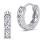 14k Yellow and White Gold 2.25mm Cubic Zirconia Channel Huggie Children Baby Girls Earrings