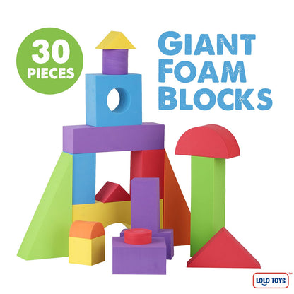 Large Building Foam Blocks for Toddlers – Giant Jumbo Big Building Blocks (30 Pieces)