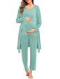 SWOMOG Maternity Nursing Robe Set 3 PCS Postpartum Breastfeeding Pajamas Hospital Pregnancy Pjs Double Layer Lounge Set
