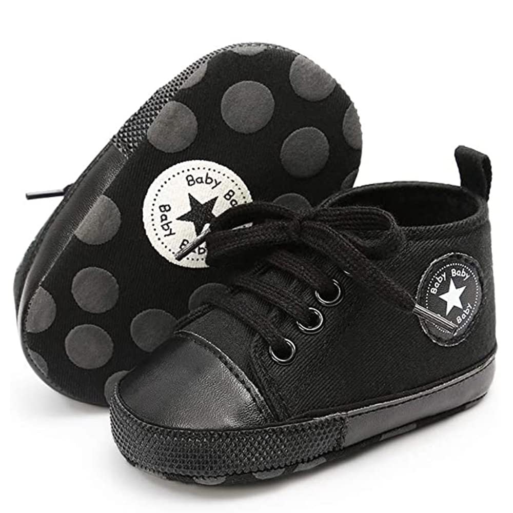 Unisex Baby Girls Boys Canvas High-top Shoes, Newborn Infant Anti-Slip Soft Sole Frist Walking Breathable Sneakers