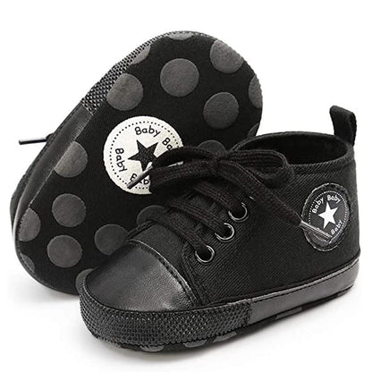 Unisex Baby Girls Boys Canvas High-top Shoes, Newborn Infant Anti-Slip Soft Sole Frist Walking Breathable Sneakers