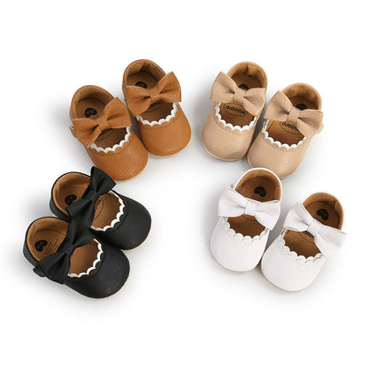 LAFEGEN Baby Girls Mary Jane Flats with Bownot Non Slip Soft Sole PU Leather Newborn Infant Toddler First Walker Cirb Dress Shoes