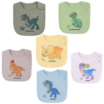 Maiwa 6 Pack Waterproof Cotton Baby Bibs for Girls Boys for Drooling Eating with Snaps