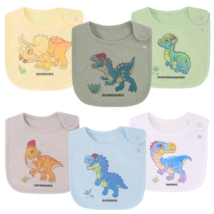 Maiwa 6 Pack Waterproof Cotton Baby Bibs for Girls Boys for Drooling Eating with Snaps