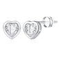 IEFWELL Heart Stud Earrings for Girls Women, S925 Sterling Silver Studs Hypoallergenic Earrings CZ Heart Earrings Initial Earrings for Teen Girls Kids Jewelry for Girls Gifts