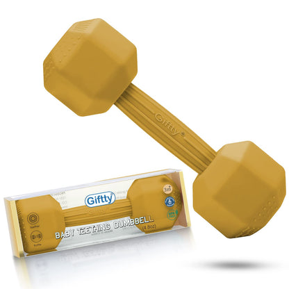 Giftty Baby Dumbbell Toy - Silicone Infant Rattle Teething Toy Teether Toddler Sensory Toy Durable Safe Exercises Workout Weight - Great Gift for Girls and Boys (1pcs 4.8oz - Gray)