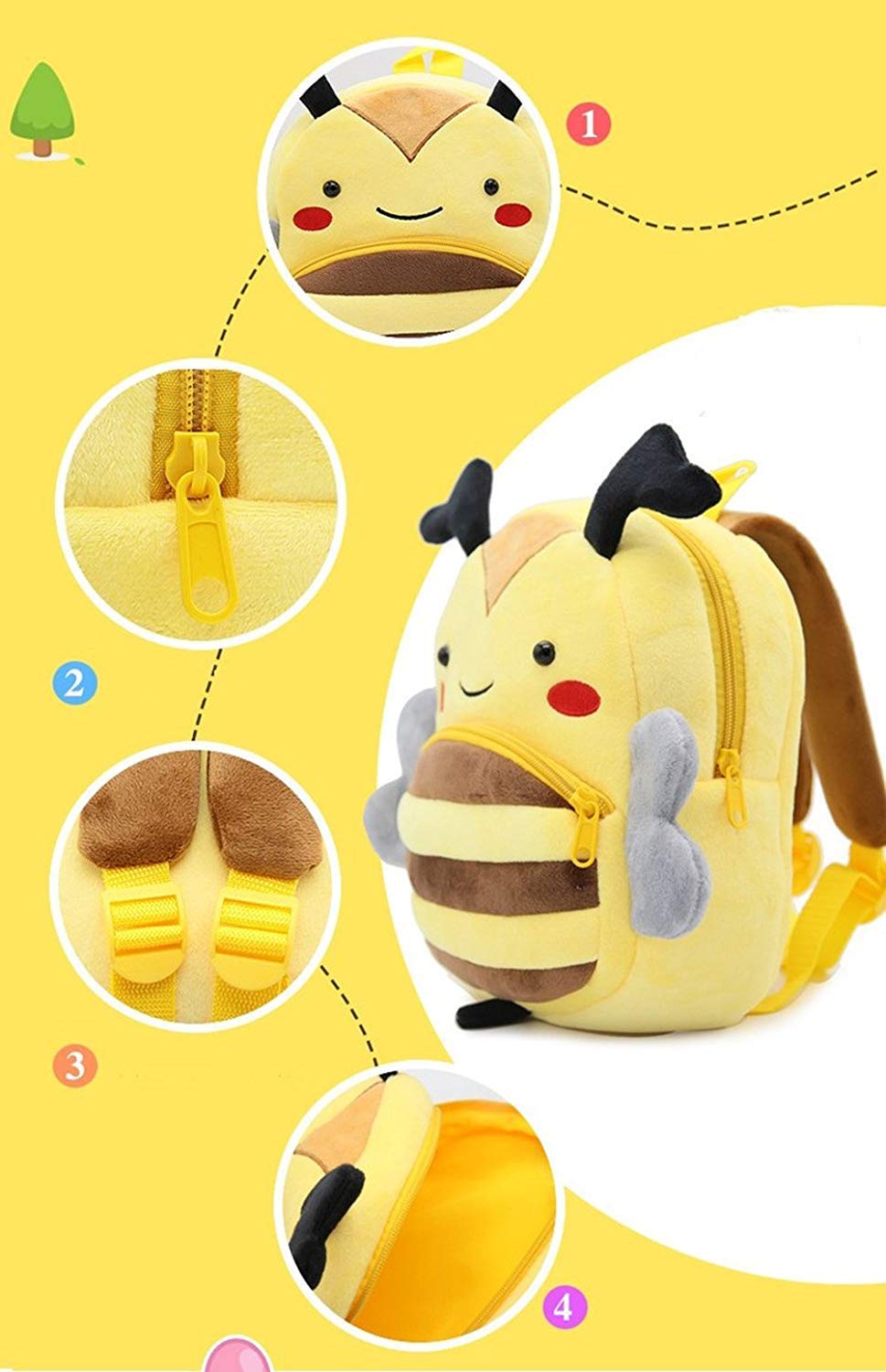 NICE CHOICE Cute Toddler Backpack Toddler Bag Plush Animal Cartoon Mini Travel Bag for Baby Girl Boy 2-6 Years(Grey Elephant)