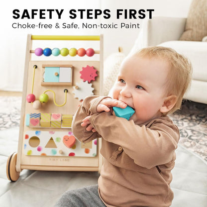 Tiny Land Wooden Baby Walker, Baby Push Walker, Montessori Walker Toy, Adjustable Speed Baby Walker for Boys and Girls, Baby Activity Center, Push Toys for Kids Development
