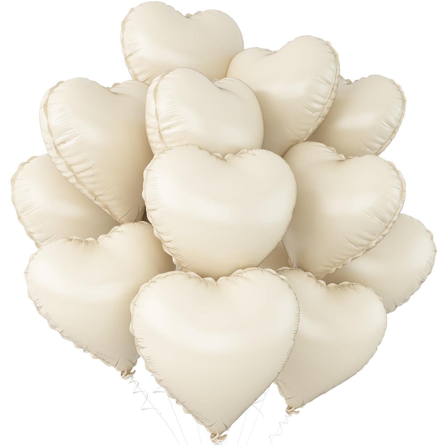 Sage Green Gold Heart Balloons,12Pcs Light Gold Heart Shaped Foil Balloons,18Inch Cream White Helium Mylar Balloon for Baby Shower Birthday Anniversary Wedding Party Decorations