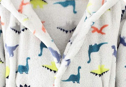Toddlers Kids Hooded Robe Boys Girls Soft Flannel Bathrobes Pajamas Plush Robe