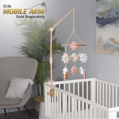 Baby Mobile for Crib - Handmade Modern Boho Baby Mobiles for Bassinet Felt Nursery Mobile Gender Neutral - Gold Moon and Stars - Girl Cribs Decorations