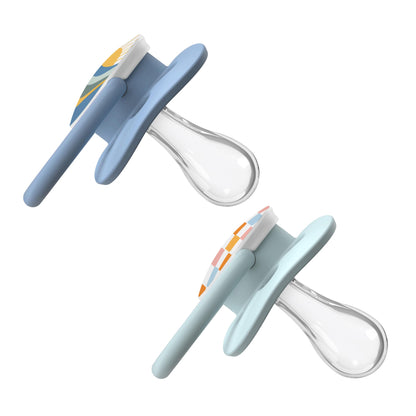 Dr. Brown's Advantage Glow-in-the-Dark Baby Pacifier, Fully Symmetrical Soother with Soft Silicone Bulb, Lavender Love-Coral Ocean, 0-6m, BPA Free, 4 Pack