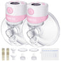 TSRETE Double Wearable Breast Pump, Electric Hands-Free Breast Pumps with 2 Modes, 9 Levels, LCD Display, Memory Function Rechargeable Milk Extractor-24mm Flange, Pink