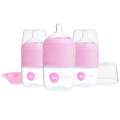PopYum 9 oz Orange Anti-Colic Formula Making/Mixing/Dispenser Baby Bottle with #2 Medium Flow Nipple, 260 ml, BPA-Free, Natural Latch