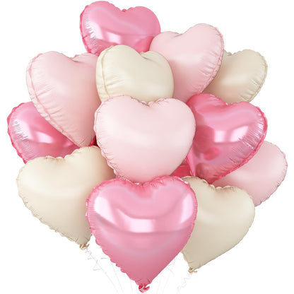 Sage Green Gold Heart Balloons,12Pcs Light Gold Heart Shaped Foil Balloons,18Inch Cream White Helium Mylar Balloon for Baby Shower Birthday Anniversary Wedding Party Decorations