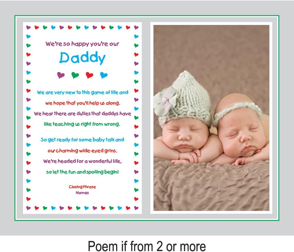 Daddy Gift from Newborn, New Dad Sweet Poem for His Birthday or Father's Day from Son, Daughter or Twins, 8x10 Inch Print Personalized with Name and Photo