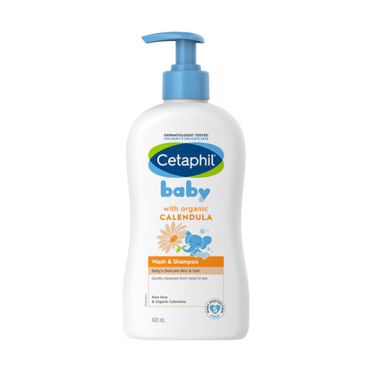 Cetaphil Baby Wash & Shampoo Plus Body Lotion, Healthy Skin Essentials, Head to Toe Hydration for up to 24 Hours, for Delicate, Sensitive Skin, 2-Pack,White