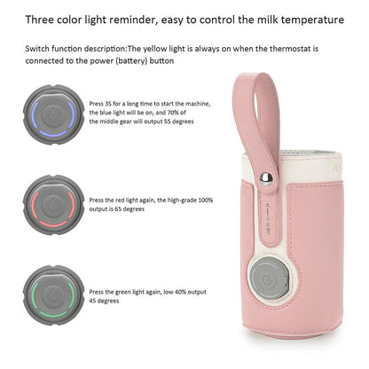Bottle Warmer Bag 3 Temperature Adjustable Portable Baby Bottle Warmer for Connecting to Mobile Power
