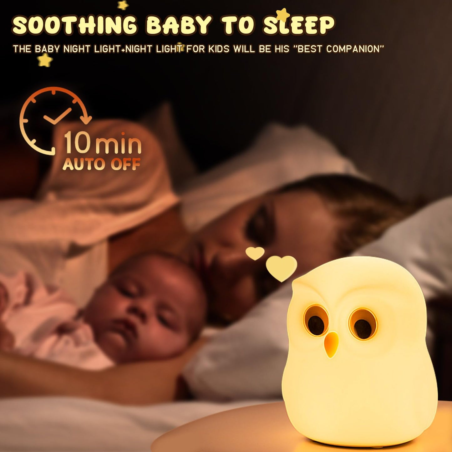 Nursery Night Light, RGB Bunny with 7 Colors & 3 Dim Levels, Rechargeable Silicone, Room Decor & Kids Gift