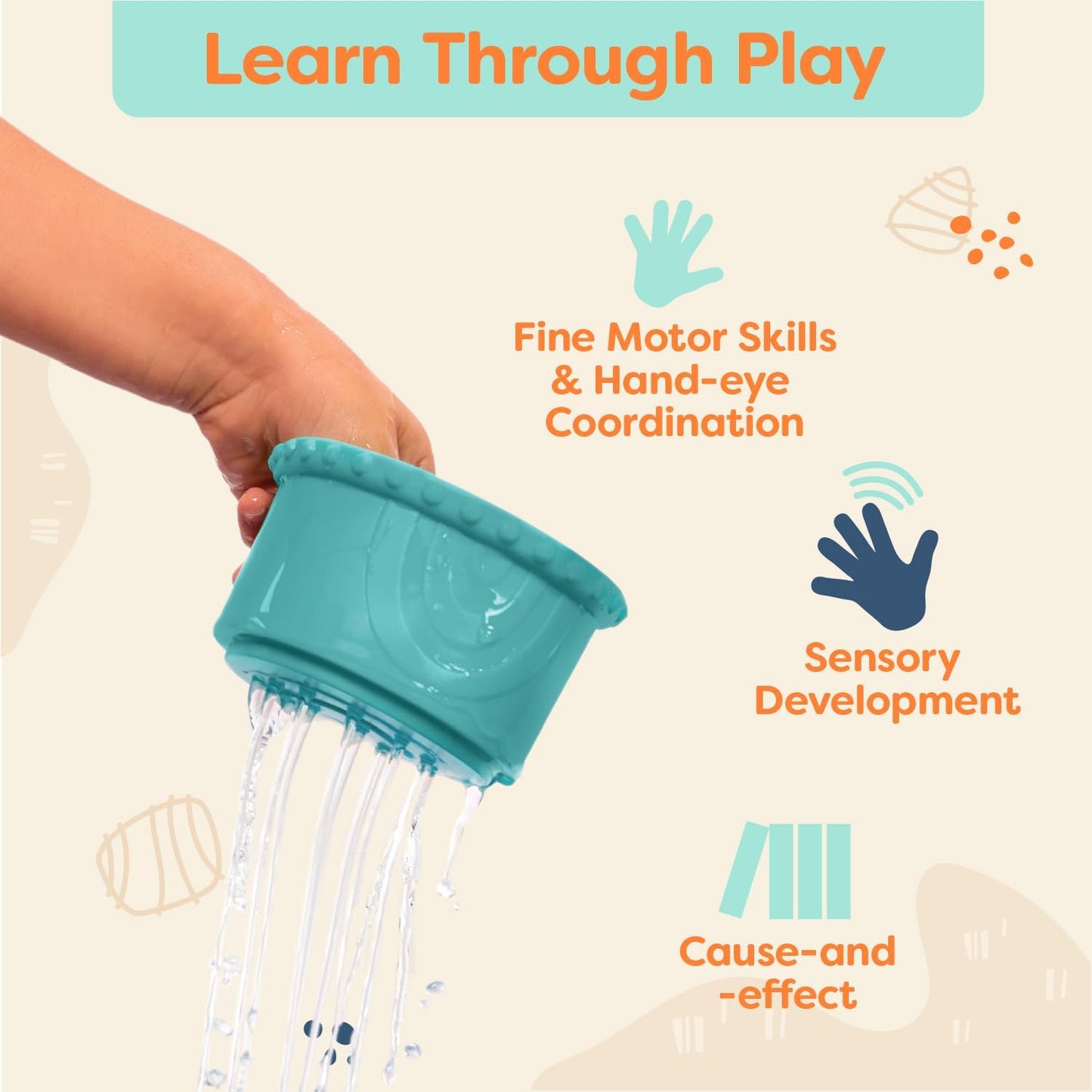 B. toys – Sensory Baby Toys – Soft Baby Blocks – Stacking Drip Cups – Numbers, Shapes & Animals – 6 Months + – Stackin' Squishies