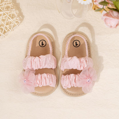Meckior Infant Baby Girls Boys Summer Sandals Open Toe Lace Princess Dress Wedding Flats Shoes Newborn Toddler Soft Non-slip Sole First Walker Crib Shoes