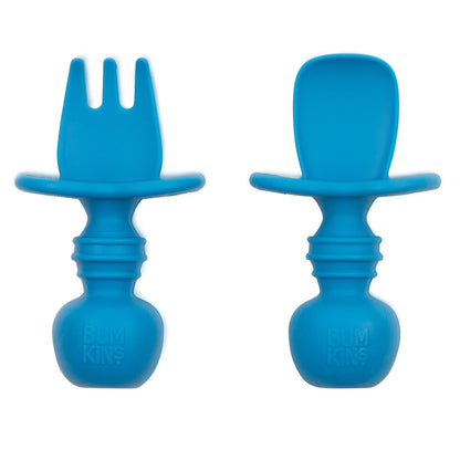 Bumkins Disney Baby Utensils Set, Chewtensils Silicone Spoons for Dipping, Self-Feeding, Baby Led Weaning, Trainer Learning, First Stage Eating, Soft Fork and Spoon, Babies 6 Months, Minnie Mouse