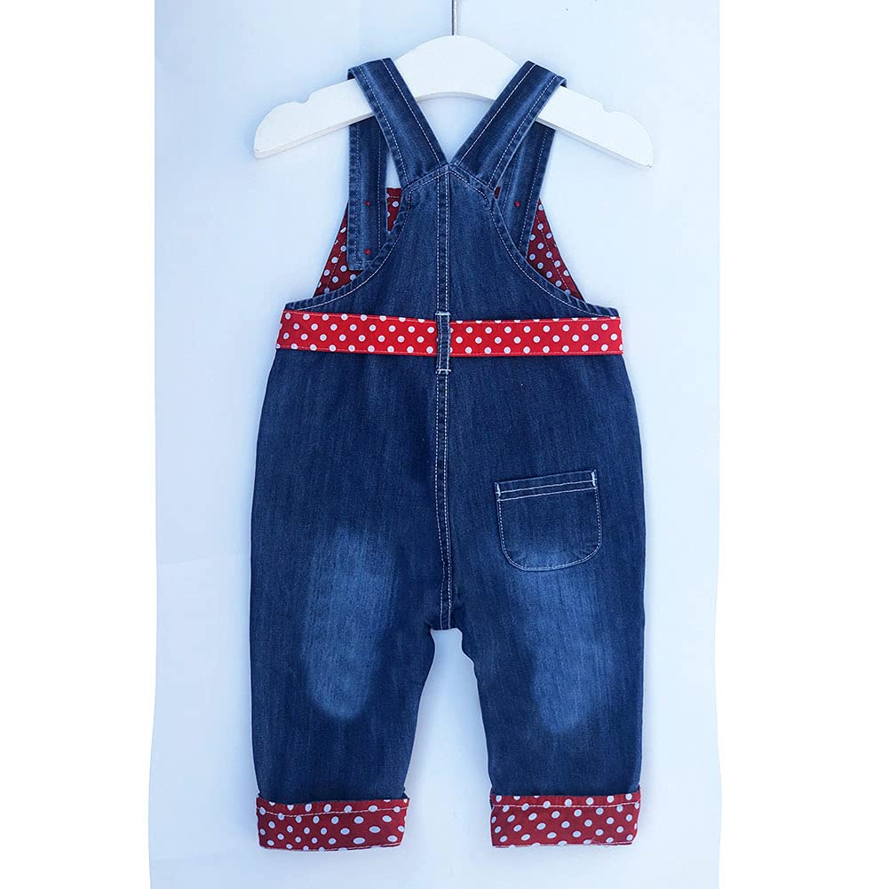 Peacolate 3months-3Years Baby Girls Denim Overalls Embroidery Bib Pants Jeans Jumpsuit
