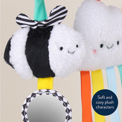 Itzy Ritzy Spiral Car Seat & Stroller Activity Toy - Stroller & Car Seat Toys for Ages 0 Months and Up - Hanging Toys Include Dangling Ring, Mirror and Textured Ribbons (Pastel Rainbow)