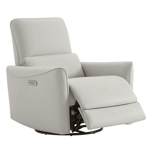 CHITA Power Recliner Chair Swivel Glider, FSC Certified Upholstered Living Room Nursery Reclining Sofa Chair with Lumbar Support, Linen