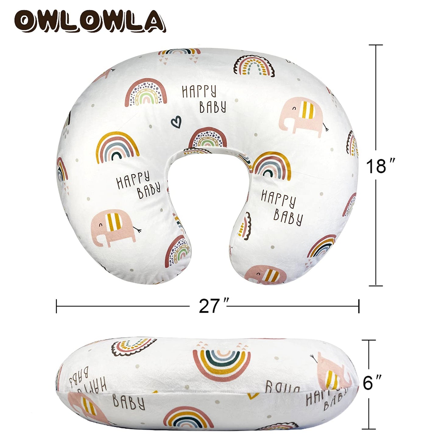 OWLOWLA Nursing Pillow Cover, Breastfeeding Pillow Slipcover Fits Nursing Pillow for Baby Boy Girl(Blush Pink)