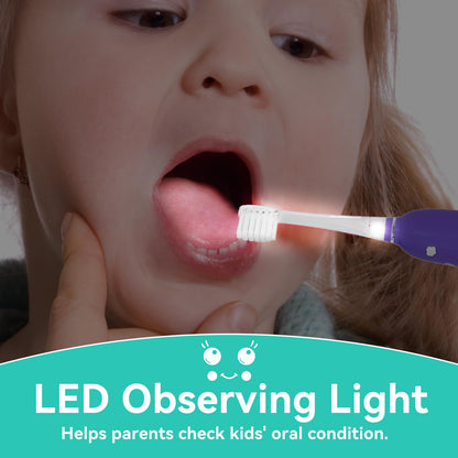 SEAGO Kids Electric Toothbrushes Rechargeable, Toddler Electric Toothbrush with Magnetic Charging, LED Observing Light, 8 Toothbrush Heads for Ages 2-4-6 Boys Girls (Pink)
