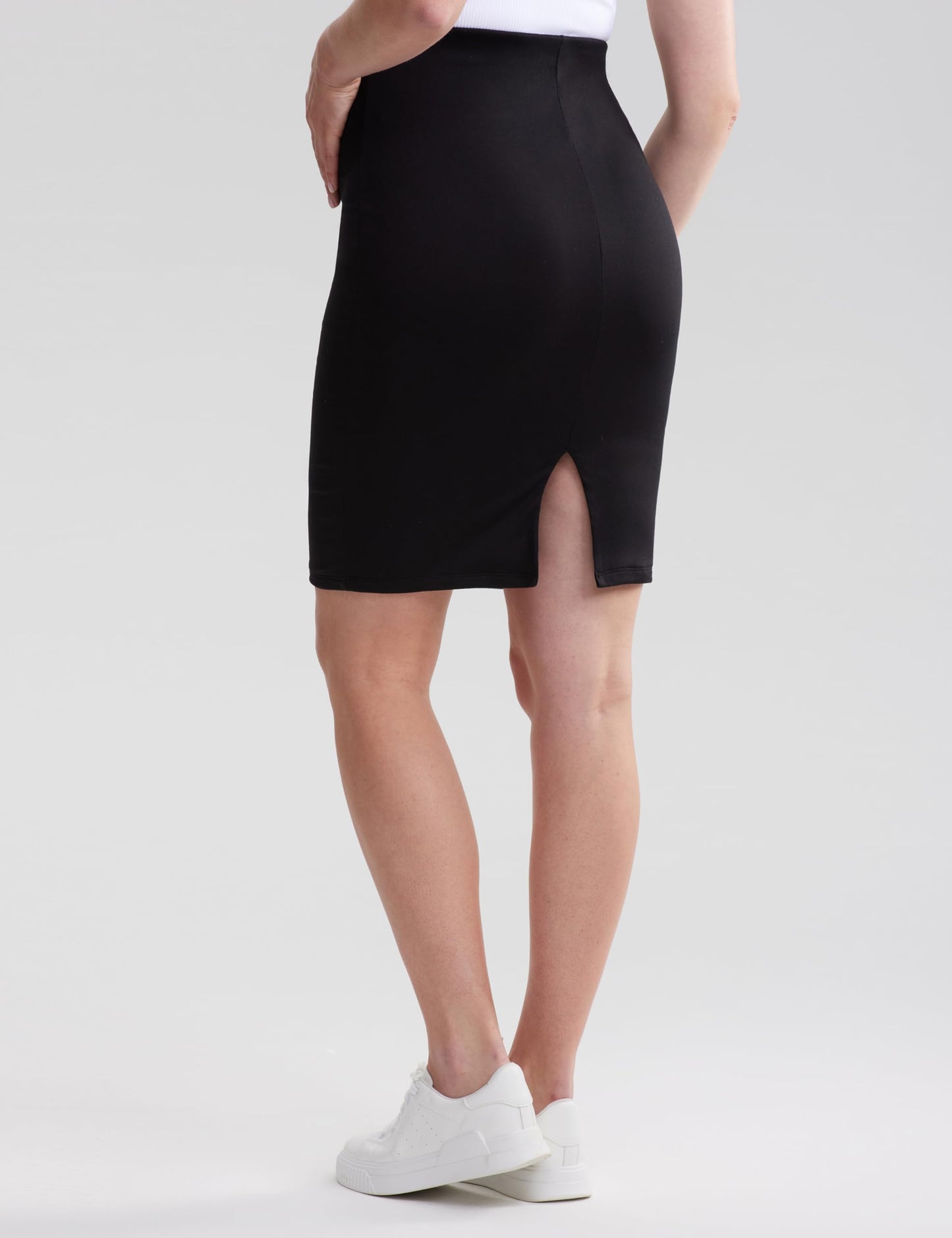 POSHDIVAH Women's Maternity Skirt Over The Belly Midi High Waisted Solid Stretchy Pregnancy Pencil Skirt