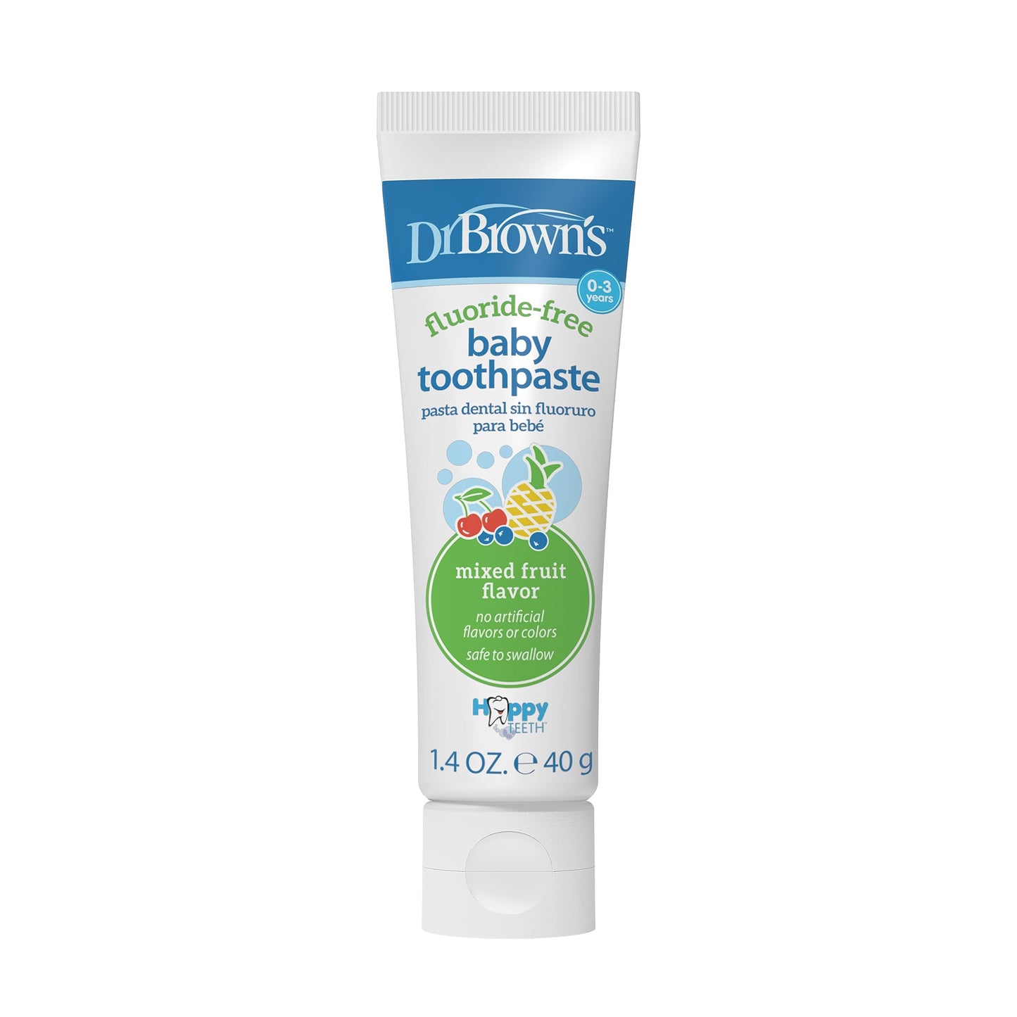 Dr. Brown's Fluoride-Free Baby Toothpaste, Safe to Swallow, Apple Pear, 1-Pack, 1.4oz/40g, 0-3 years