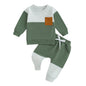 Toddler Baby Boy Fall Winter Outfit Contrast Color Long Sleeve Sweatshirts Stretch Jogger Pants Newborn Clothes Set