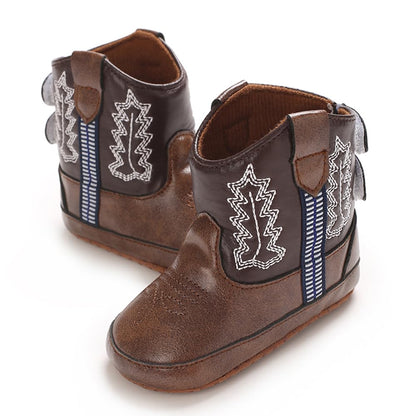 Kuner Baby Cowboy Boots Western Boots Toddler Cowboy Bootie Soft Sole Non-Slip Crib Shoes for Infant Boys Girls0-18 Months