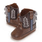 Kuner Baby Cowboy Boots Western Boots Toddler Cowboy Bootie Soft Sole Non-Slip Crib Shoes for Infant Boys Girls0-18 Months