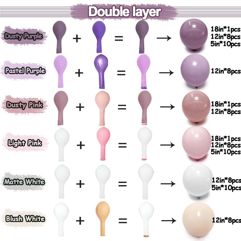 Dusty Pink Rose Balloon Garland Double Stuffed Mauve Light Pink Latex Blush Nude Beige Champagne Gold Balloon Arch Kit for Boho Birthday Baby Bridal Shower Neutral Wedding Party Decor